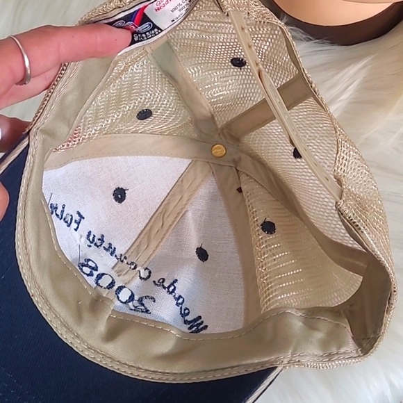 Y2K Meade County Kentucky Truck & Tractor Pull 2008 Tan Adjustable Snapback Hat - Picture 11 of 12